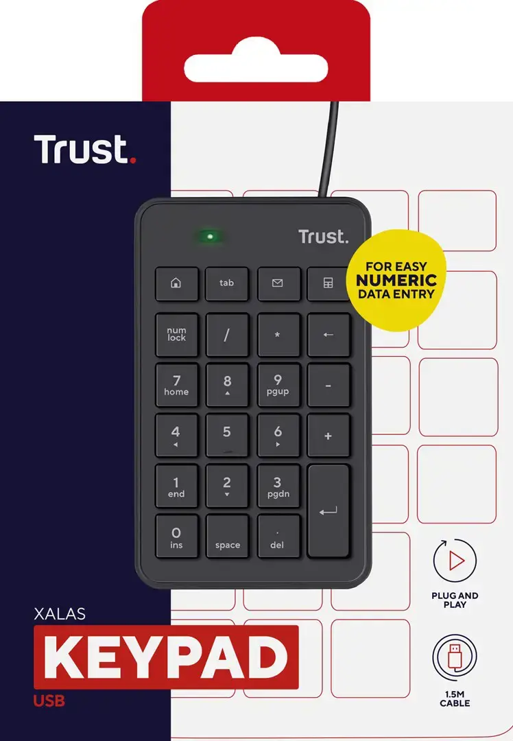 Trust 22221, USB, 23, Nešiojamasis kompiuteris/PC, 1,5 m, juodas