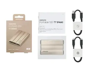 SAMSUNG nešiojamasis SSD T7 Shield 1TB USB 3.2 Gen 2 + IPS 65 smėlio spalvos