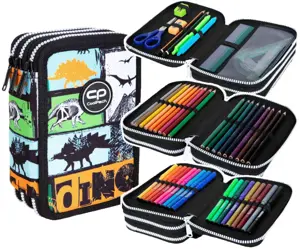 Forminis trijų skyrių penalas su priedais CoolPack Jumper 3 Jurassic