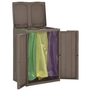 Šiukšliadėžė su 2 durelėmis, rudos spalvos, 65x45x88cm, PP