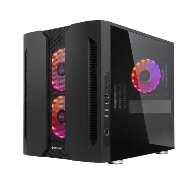 CHIEFTEC GM-02B-OP M2 mATX Gaming Cube 3xTempered glass 3x12cm adressable +5V RGB fan pre-installed 2xUSB 3.0 2xUSB 2.0