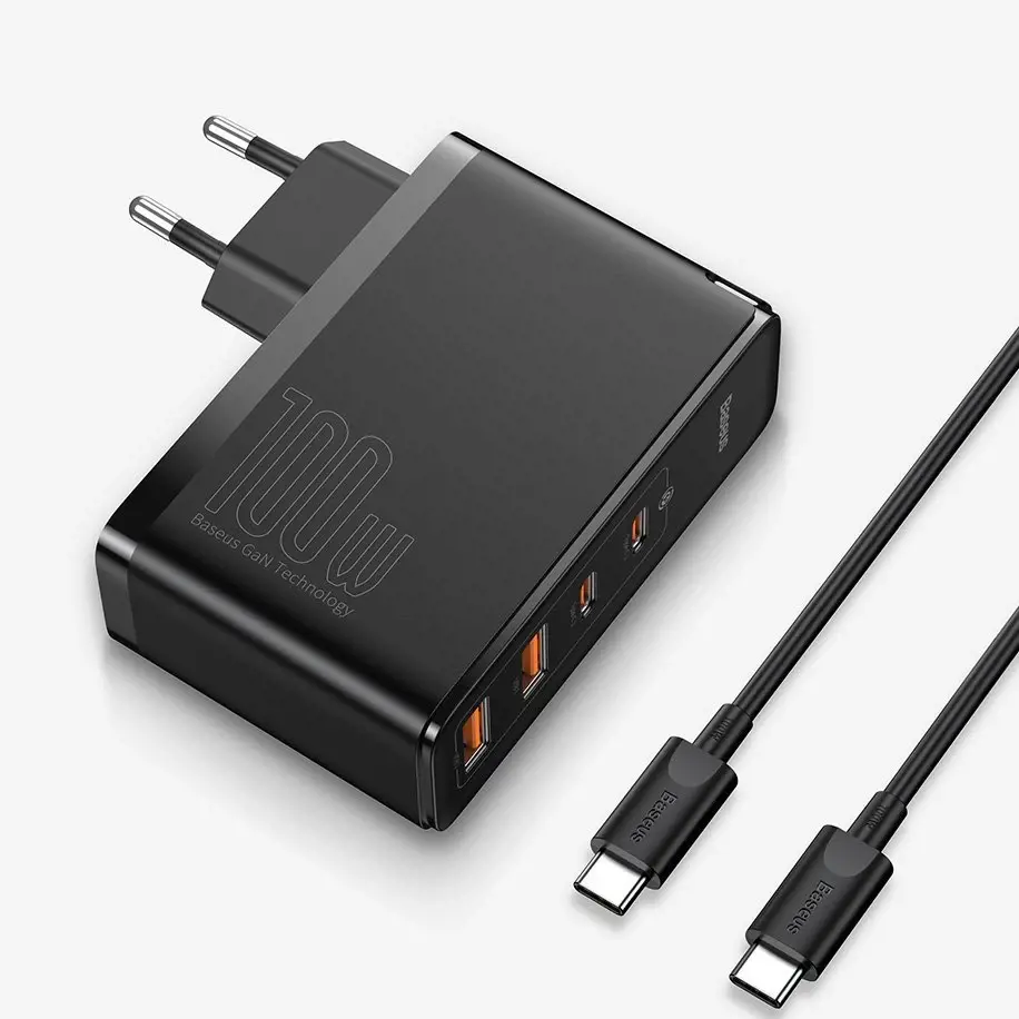 "Baseus GaN2 Pro" greitasis įkroviklis 100 W USB / C tipo USB greitasis įkrovimas 4+ Power Delivery Black (juodas)