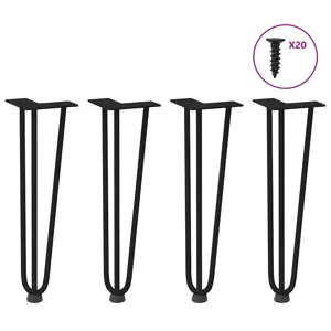 Kavos staliuko kojelės, 4 vnt., juodos, 42 cm, plienas, segtukai