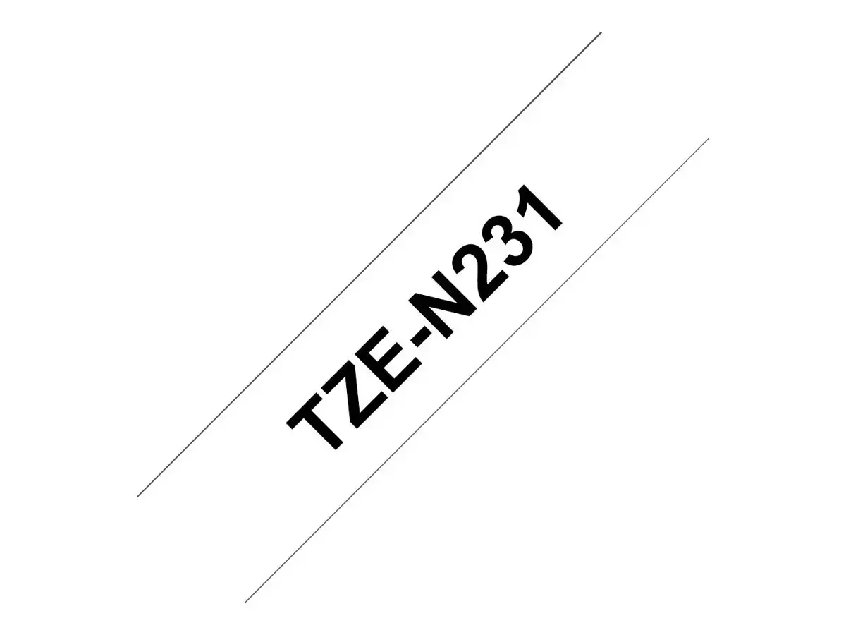 Brother Nelaminuota juoda ant baltos juostelė, Juoda ant baltos, TZ, Juoda, Terminis perkėlimas, Brother, PT-200, PT-210E, PT-220, PT-300, PT-310, PT-340, PT-340C, PT-350, PT-540, PT-540C, PT-550,...