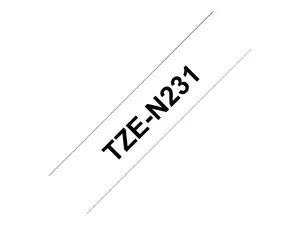 Brother Nelaminuota juoda ant baltos juostelė, Juoda ant baltos, TZ, Juoda, Terminis perkėlimas, Brother, PT-200, PT-210E, PT-220, PT-300, PT-310, PT-340, PT-340C, PT-350, PT-540, PT-540C, PT-550,...