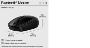 HP 420 Programmable Bluetooth Mouse, Ambidextrous, Bluetooth, 4000 DPI, Black