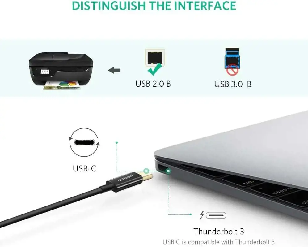 Ugreen 50446, 2 m, USB C, Mini-USB B, USB 2.0, 480 Mbps, juoda