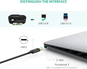 Ugreen 50446, 2 m, USB C, Mini-USB B, USB 2.0, 480 Mbps, juoda