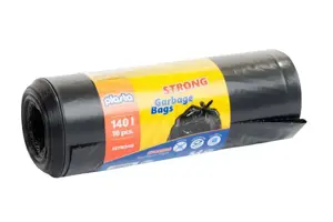 Šiukšlių maišai Plasta, 140 L, 10 vnt, 40 µm, Juoda