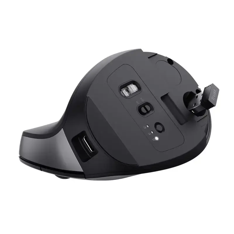 Trust Bayo+, Right-hand, Vertical design, Optical, RF Wireless + Bluetooth, 2400 DPI, Black