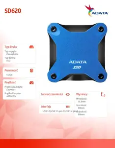 SSD diskas ADATA SD620-512GCBL 512 GB, USB 3.2 Gen 2 (3.1 Gen 2)