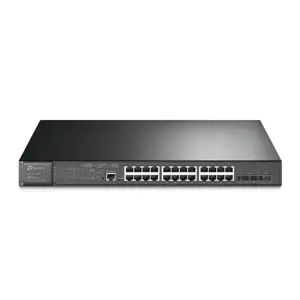 "TP-Link JetStream" 24 prievadų "Gigabit" ir 4 prievadų 10GE SFP+ L2+ valdomas komutatorius su 24 p…