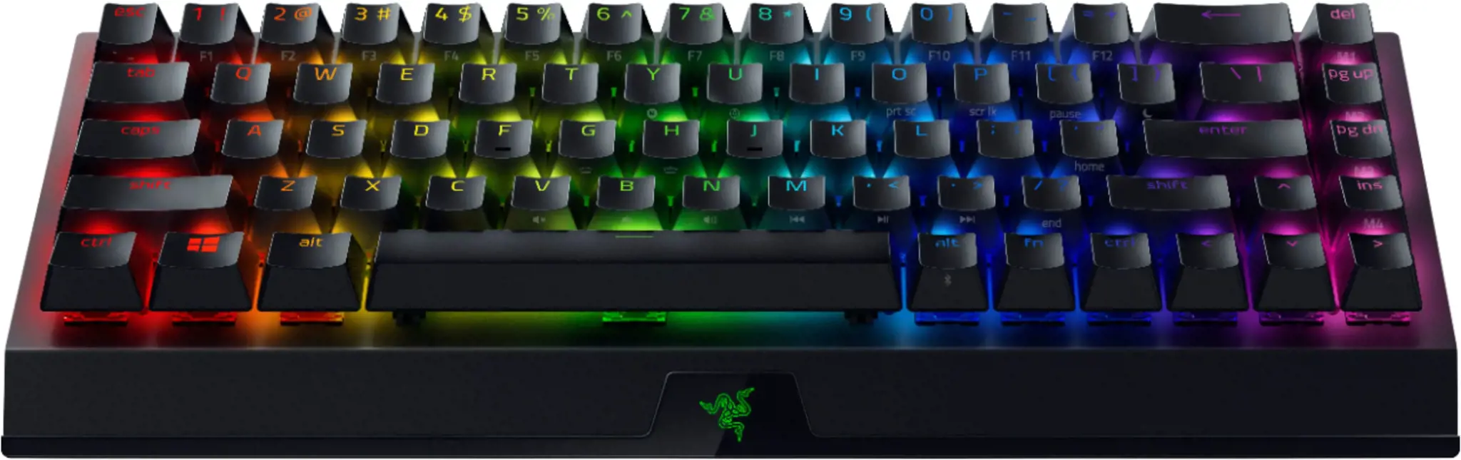 "Razer BlackWidow V3 Mini HyperSpeed" mechaninė žaidimų klaviatūra, RGB LED apšvietimas, QWERTY, tarptautinė, belaidė, juoda, žalias jungiklis