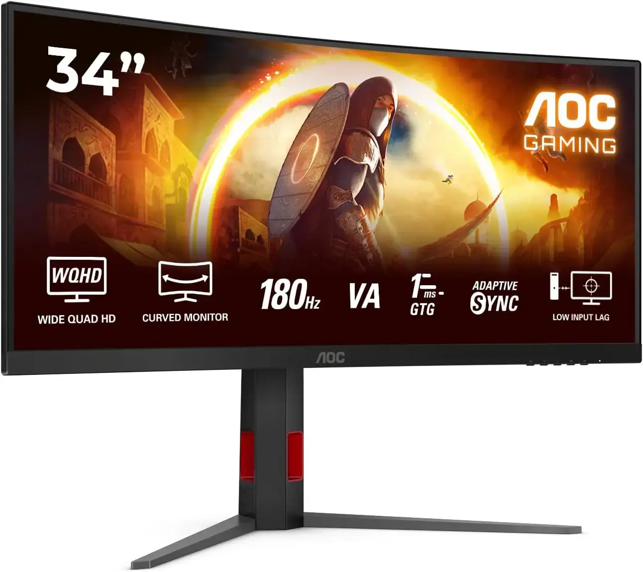 AOC CU34G4 | 34 " | Fast VA | UWQHD | 21:9 | 180 Hz | 1 ms | 3440 x 1440 pixels | 300 cd/m² | HDMI ports quantity 2 | Black
