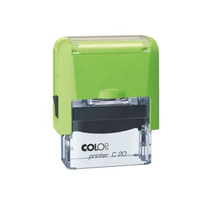 Antspaudas COLOP Printer C20, žalias/skaidrus korpusas, mėlyna pagalvėlė