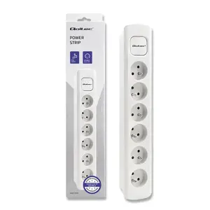 QOLTEC 50278 Maitinimo juosta 6 kištukiniai lizdai 1,8 m balta