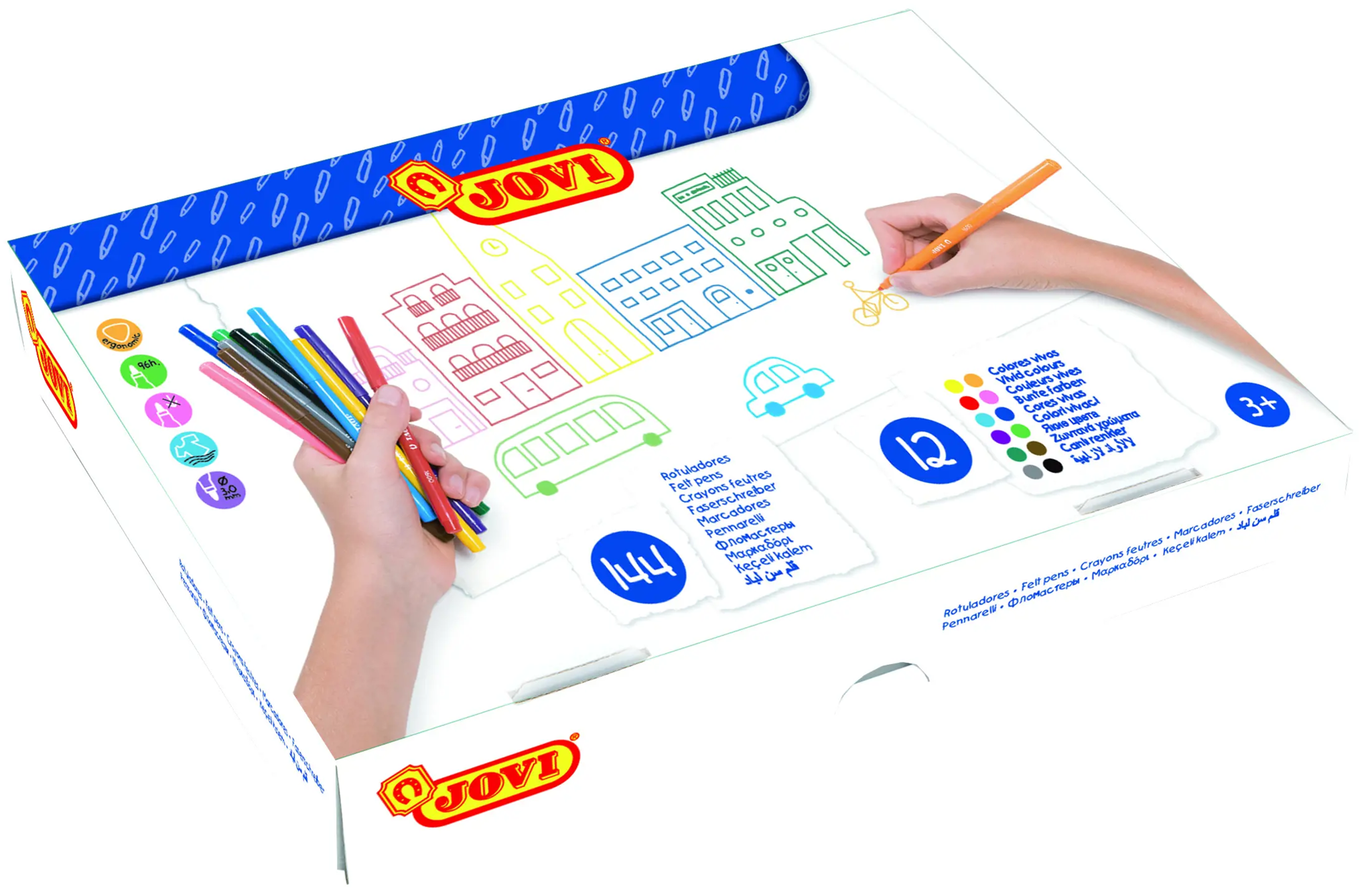 Flomasteriai JOVI Schoolpack, 144 vnt.