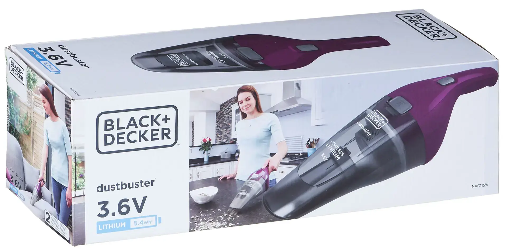 "Black & Decker" NVC115W rankinis dulkių siurblys pilka, violetinė be maišelio