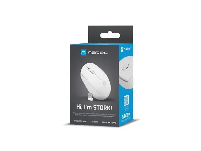 Mouse Natec Stork Optical white 1600 DPI