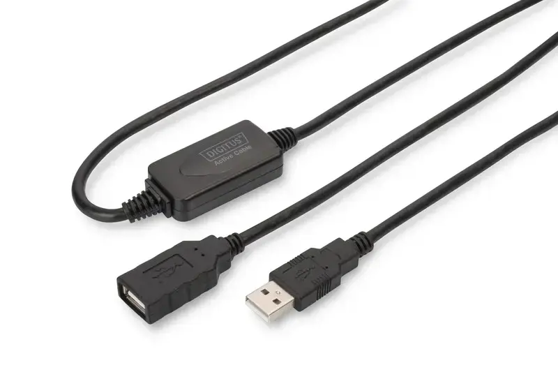 DIGITUS USB 2.0 kartotinis kabelis, 15 m USB A vyriškas / A moteriškas
