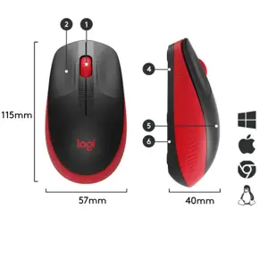 LOGITECH M190 Viso dydžio belaidė pelė - RED - EMEA