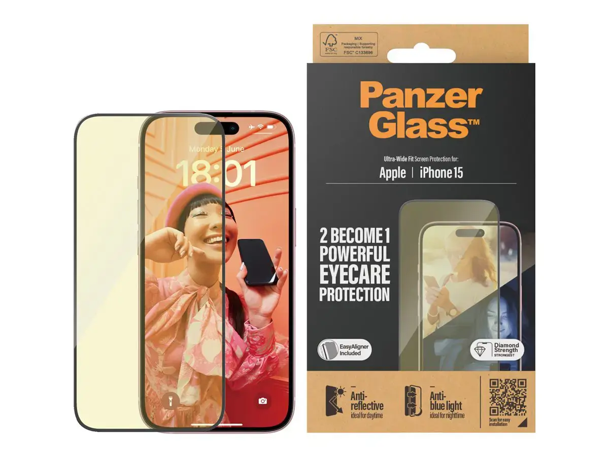 "PanzerGlass Eyecare" ekrano apsauga "iPhone 2023" 6.1 | Ultra-Wide Fit w. EasyAligner