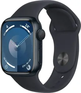 "Apple Watch 9" GPS 41 mm sportinis dirželis M/L, vidurnaktis (MR8X3ET/A)