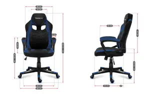 Huzaro FORCE 2.5 BLUE MESH Žaidimų fotelis Tinklinė sėdynė Juoda, mėlyna