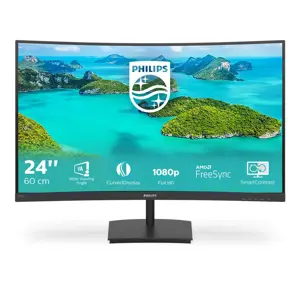 Monitorius PHILIPS 241E1SCA/00 Monitor Philips 241E1SCA/00 23,6 FullHD, VA, HDMI, curved, speakers