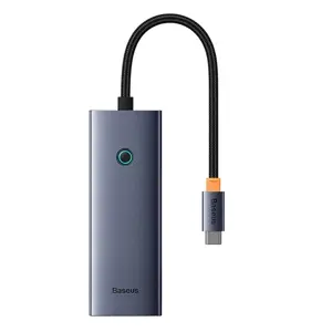 "5-in-1" šakotuvas "Baseus UltraJoy" serijos USB-C ir HDMI4K@30Hz+3xUSB 3.0+1xPD (pilkas)
