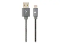 GEMBIRD CC-USB2S-AMCM-1M-BG "Gembird Premium" metalinis spiralinis C tipo USB įkrovimo ir duomenų p…
