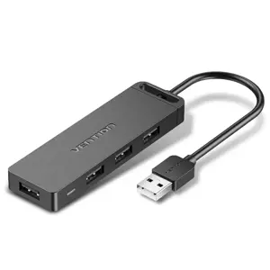 "Vention" 4 prievadų USB 2.0 šakotuvas su maitinimo šaltiniu 0,15 m juodas, USB 2.0, Micro-USB, USB…