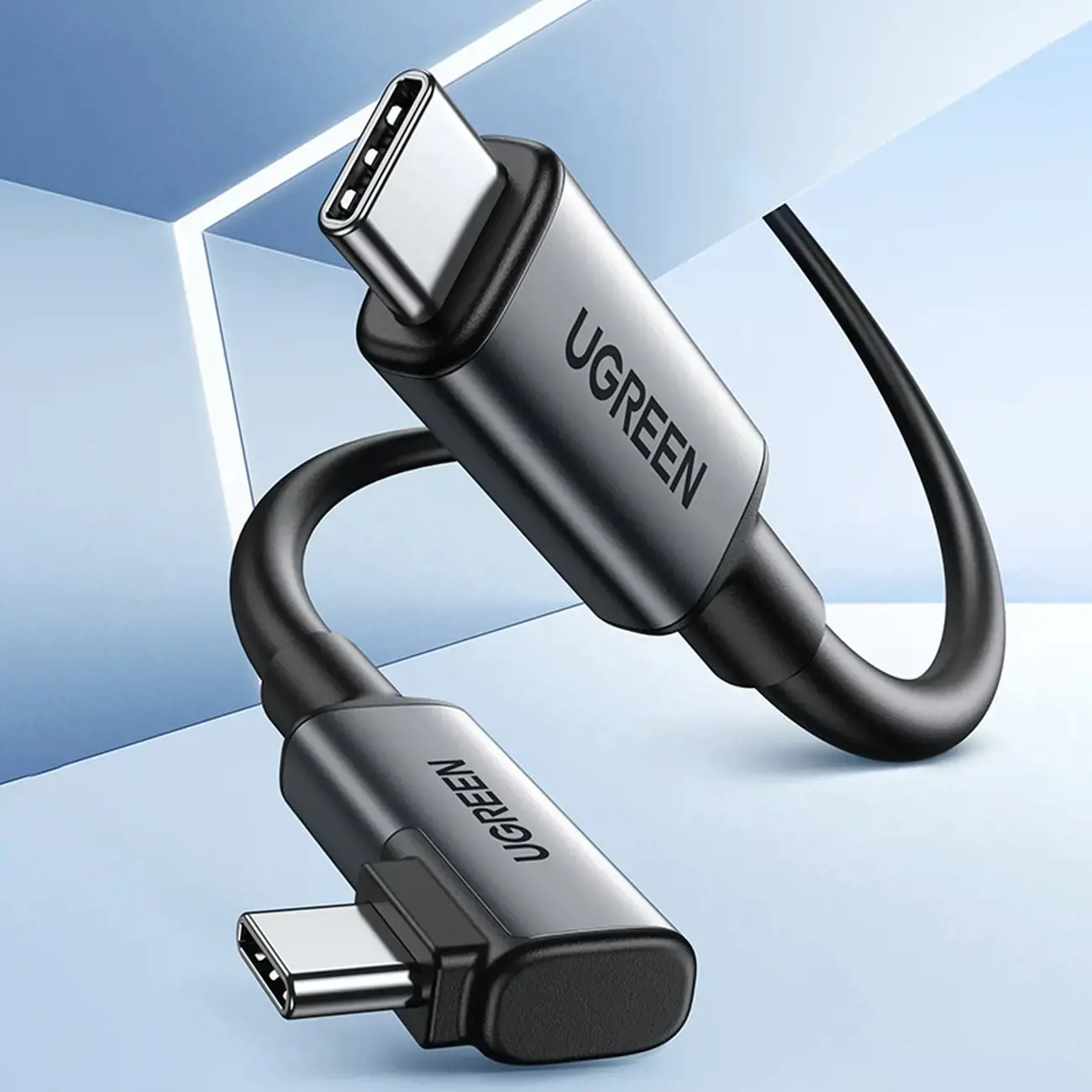 Ugreen angled cable USB Type C - USB Type C for charging 60W | data transmission with VR goggles support (e.g. Oculus Quest 2) 5m black (US551)