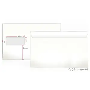 Vokai C5, su langeliu 45 x 90, 162 x 229 mm, 1000 vnt.