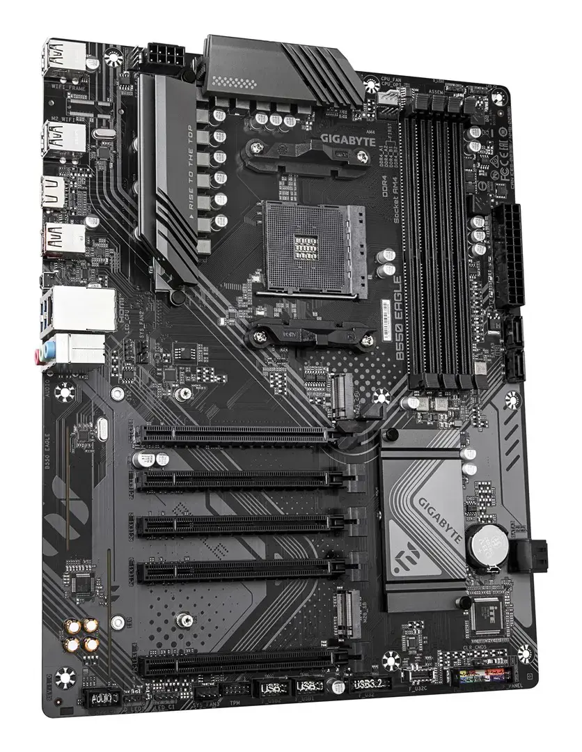Mainboard GIGABYTE AMD B550 SAM4 ATX Memory DDR4 Memory slots 4 4xPCI-Express 3.0 1x 1xPCI-Express 4.0 16x 2xM.2 1xHDMI 4xUSB 2.0 1xUSB 3.2 type B 2xUSB 3.2 1xUSB-C 1xRJ45 3xAudio port B550EAGLE1.0