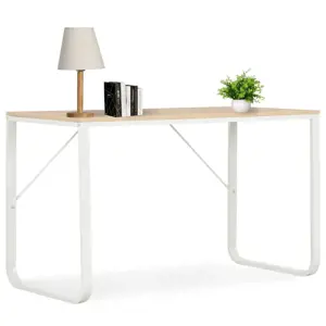 Kompiuterio stalas, baltos ir ąžuolo spalvos, 120x60x73 cm