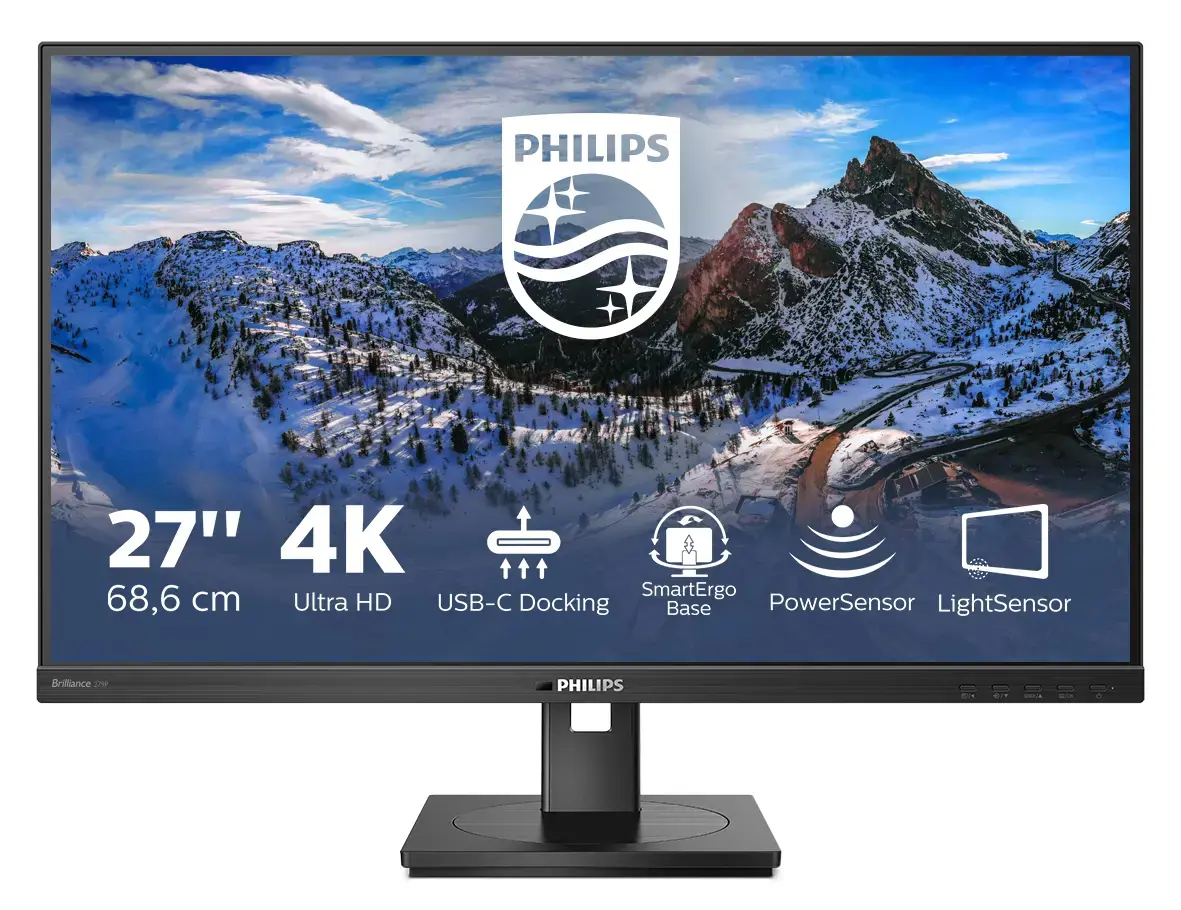 Monitorius PHILIPS 279P1/00 27inch 3840x2160 IPS Flat H/A USB C DOCKING DISPLAY RJ45x1 network USB HUB SPEAKERS Cx1 DPx1 HDMIx1