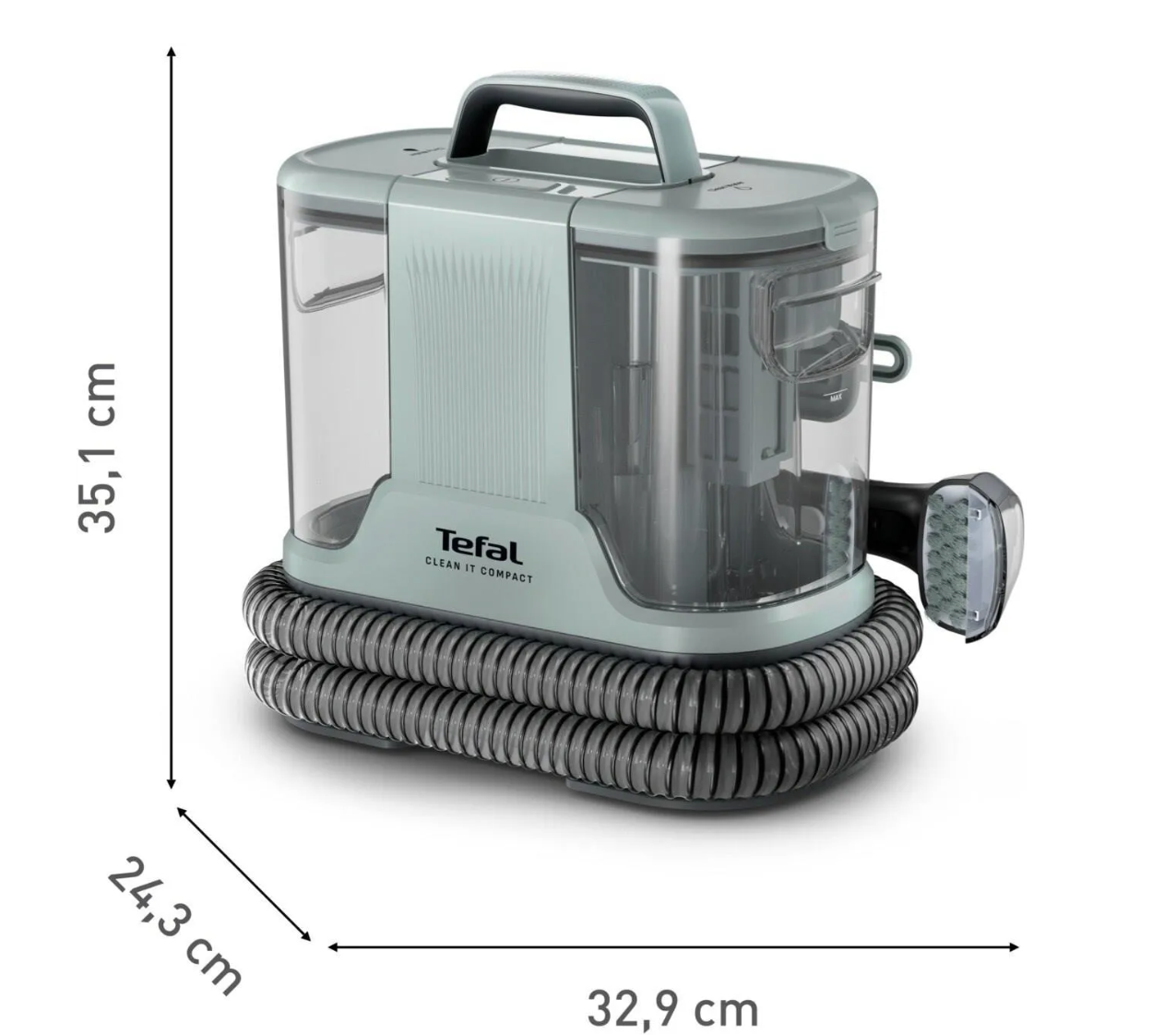 TEFAL Carpet and Upholstery Cleaner | IZ3020F0 Clean it Compact | Corded operating | Washing function | 400 W | Operating radius 5.65 m | 220-240 V | Eucalyptus