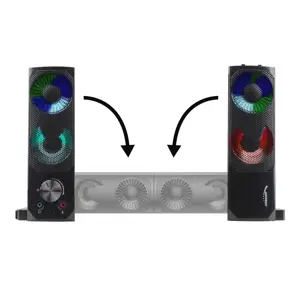 2 in 1 kompiuterio garsiakalbis Soundbar Kompiuterio RGB LED apšvietimas Stereo žaidimų USB 2 x 3W AUX 3,5 mm