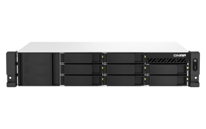 QNAP TS-873AeU-RP-4G 8 lizdų AMD Ryzen V1000 V1500B 4C/8T 2,2 GHz 8xSATA 6Gb/s 2xM.2 2280 PCIe Gen3