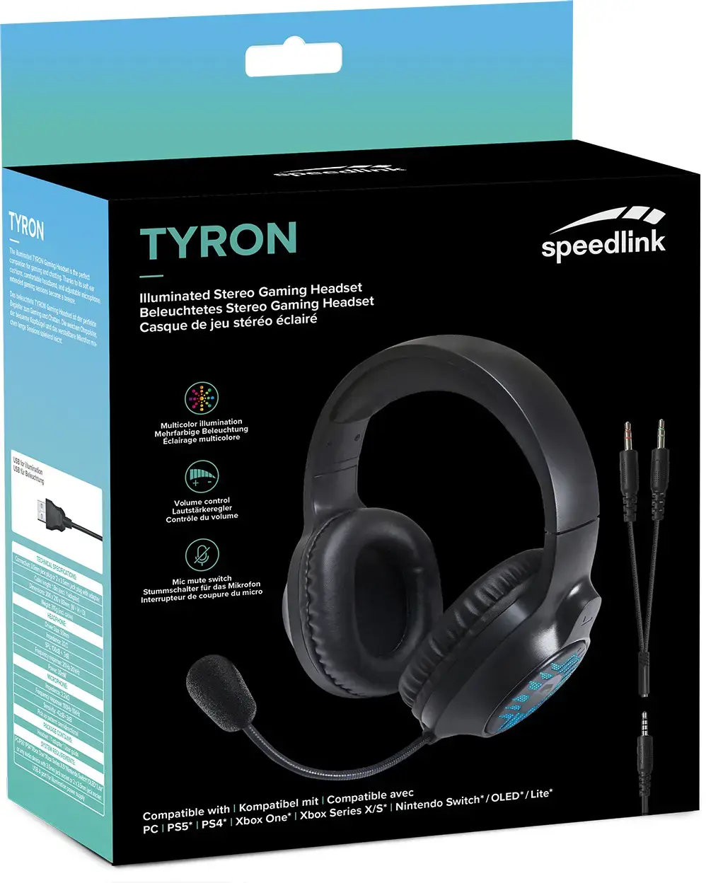 "Speedlink" ausinės Tyron RGB Stereo (SL-860016-BK)