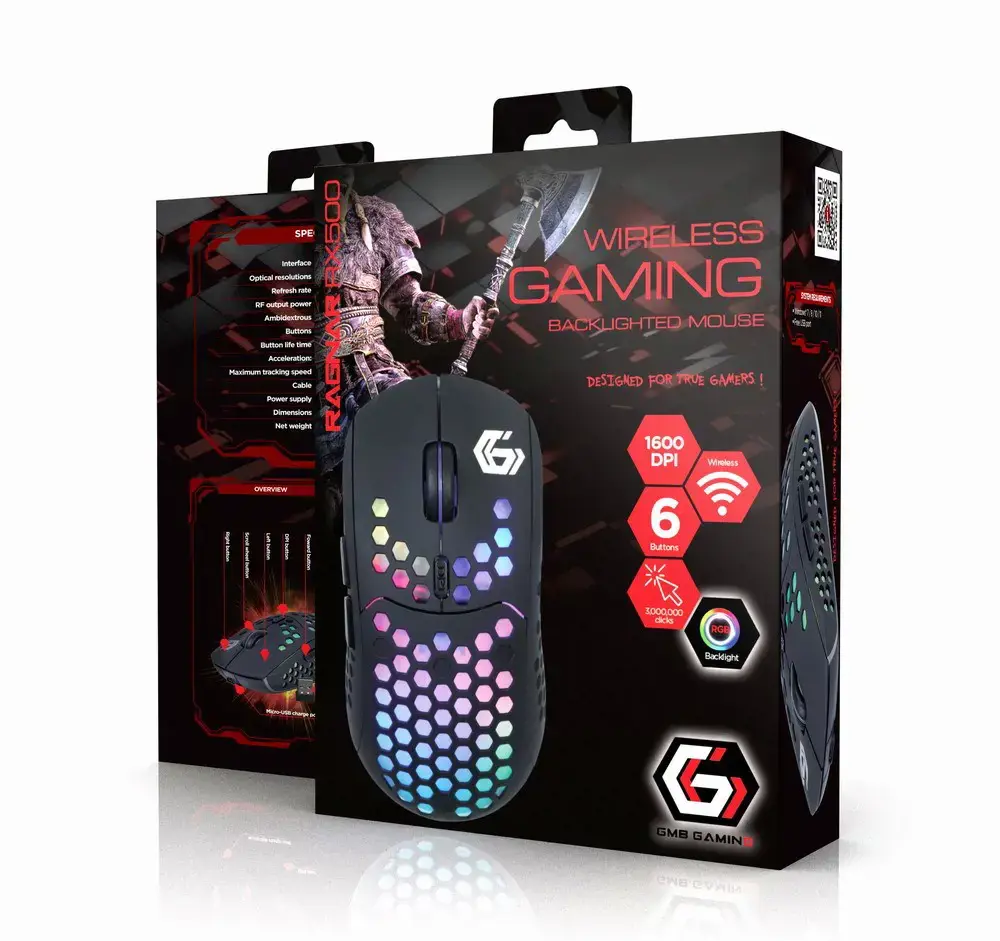 GEMBIRD USB žaidimų pelė su RGB apšvietimu RAGNAR RX400 6 mygtukai 7200DPI