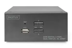 DIGITUS KVM perjungiklis 2x2 HDMI 2 prievadai su dviem ekranais 4K/30Hz FreeSync