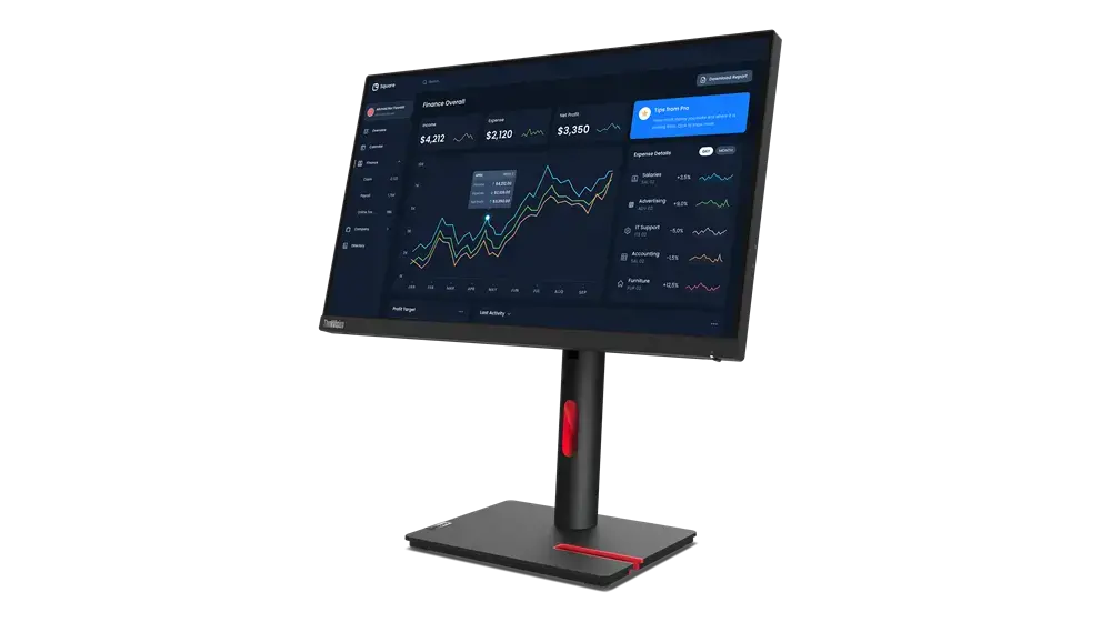 Lenovo ThinkVision T23i-30, 58.4 cm (23"), 1920 x 1080 pixels, Full HD, LED, 6 ms, Black