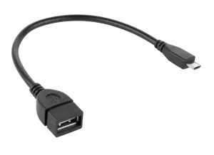 USB lizdas A - mikro USB kištukas 20 cm OTG kabelis