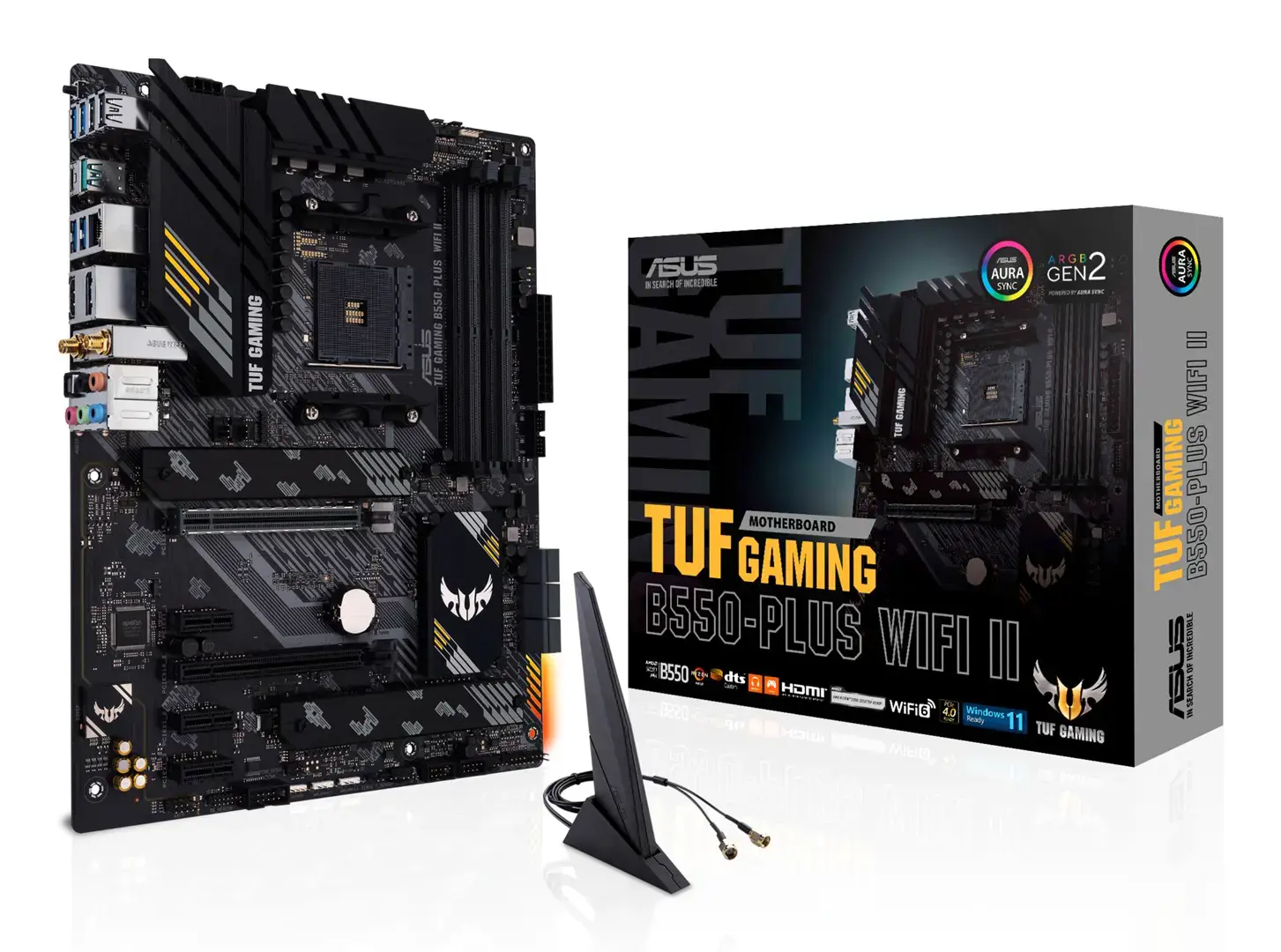ASUS TUF GAMING B550-PLUS WIFI II, AMD, "Socket AM4", 3 kartos "AMD Ryzen 5", 3 kartos "AMD Ryzen™ 7", 3 kartos "AMD Ryzen™ 9", DDR4-SDRAM, 128 GB, DIMM