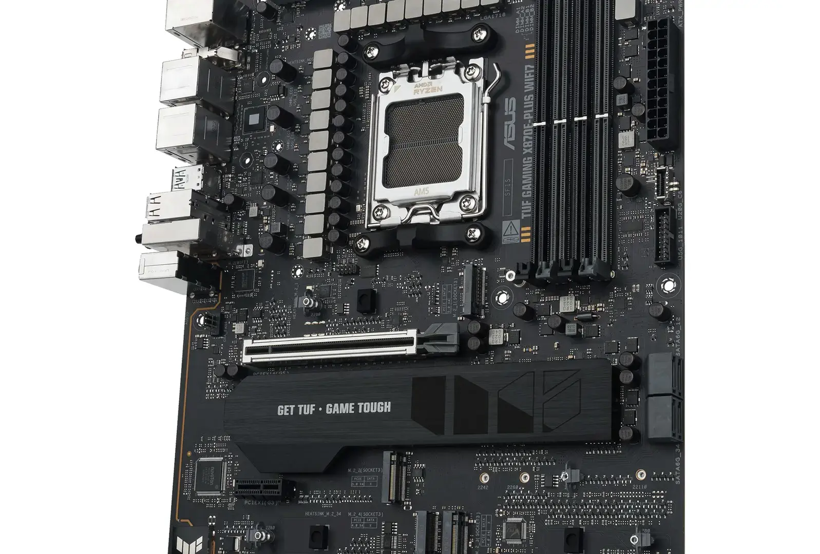 Mainboard ASUS AMD X870E SAM5 ATX Memory DDR5 Memory slots 4 1xPCI-Express 3.0 1x 1xPCI-Express 4.0 16x 1xPCI-Express 5.0 16x 4xM.2 1xHDMI 4xUSB 2.0 7xUSB 3.2 2xUSB-C 1xRJ45 3xAudio port TUFGAMX870E-PLUSWIFI7