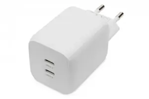 DIGITUS USB-C mini įkroviklis 2 prievadų 65W 2x USB-C 45W+20W baltas
