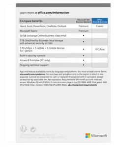Microsoft Office Home and Business 2021 English EuroZone Medialess
