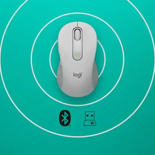 Logitech Signature M650 Wireless Mouse for Business, Right-hand, Optical, RF Wireless + Bluetooth, 4000 DPI, White